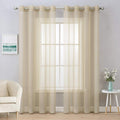 Miulee 2 Panels Solid Color Beige Sheer Curtains Elegant Grommet Window Voile Panels/Drapes/Treatment For Bedroom Living Room (54X72 Inch)