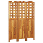 vidaXL 3-Panel Wood Room Divider, Solid Acacia, Folding and Freestanding, Natural Brown, Farmhouse Style, Functional for Bedroom or Living Room, 47.8"x0.8"x70.9", Weight 35.27 Pounds