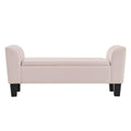 Contemporary Home Living Bedroom Velvet Bench with Storage in Pink