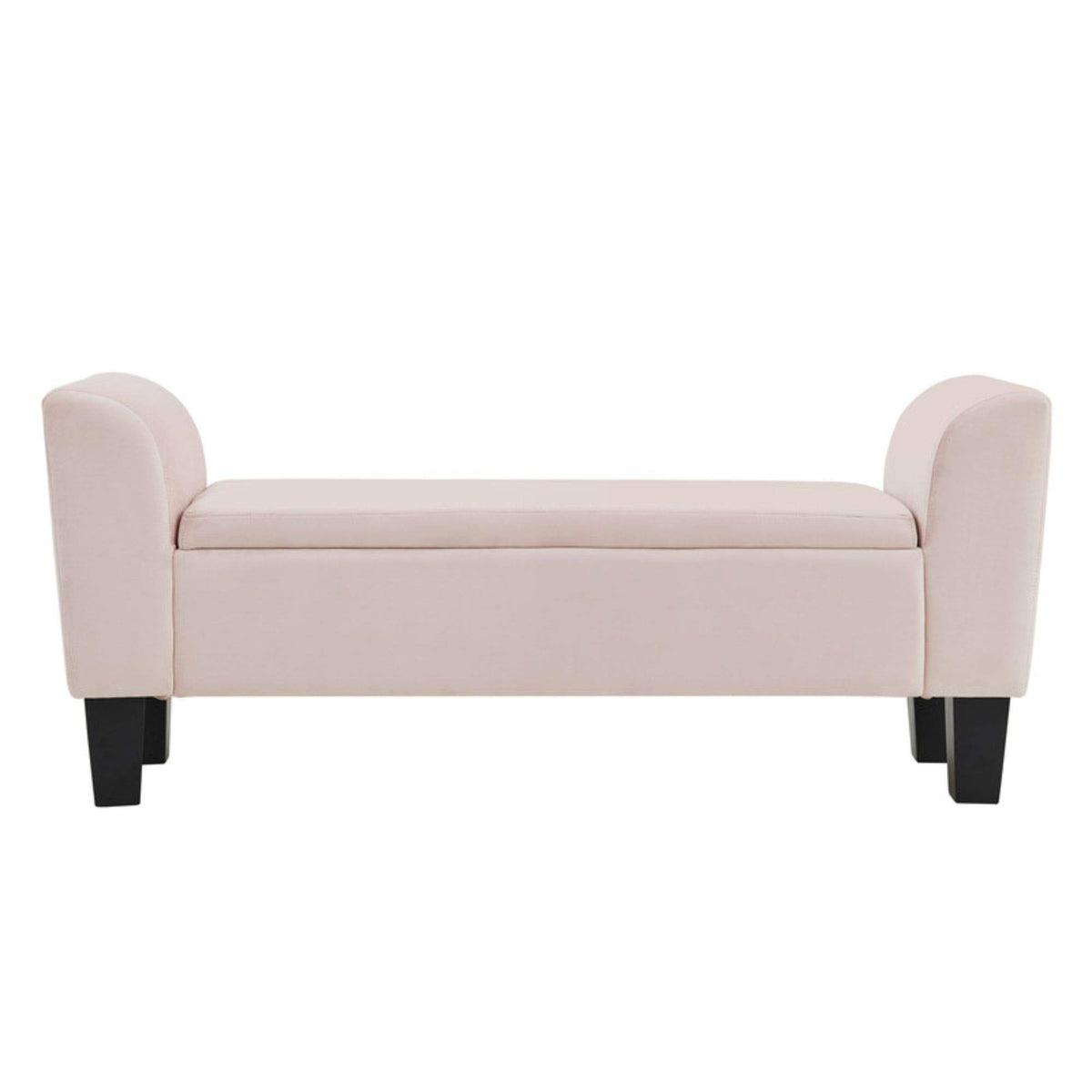 Contemporary Home Living Bedroom Velvet Bench with Storage in Pink