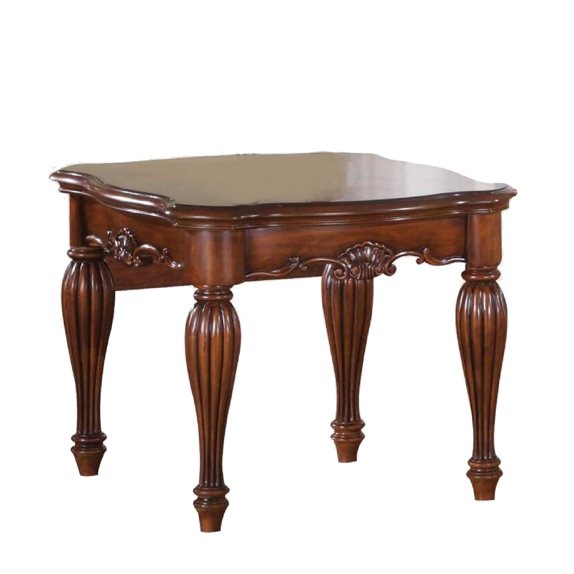 Benzara Wooden End Table With Carved Details