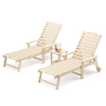 Lue Bona Chaise Lounge Chairs Set With Table, 3-Piece, Hdps Material, 3-Year Warranty, Patio Lounge Chair With Adjustable Backrest, Resin Pool Lounge Chairs With Wheels For Outside, Poolside, Sand