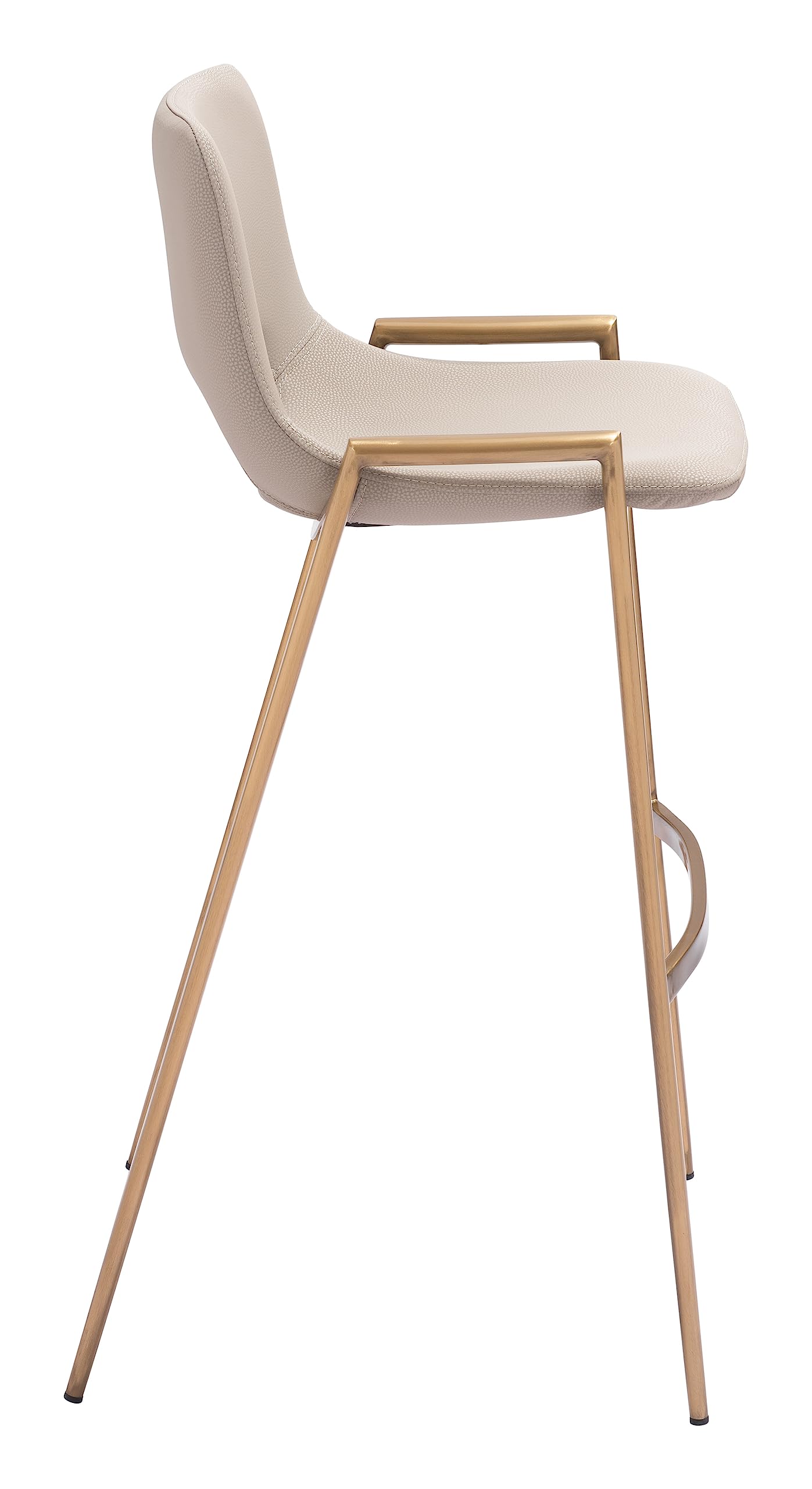 Zuo Desi Gold 29.3&quot; Engineered Wood & Fabric Barstool in Beige/Gold