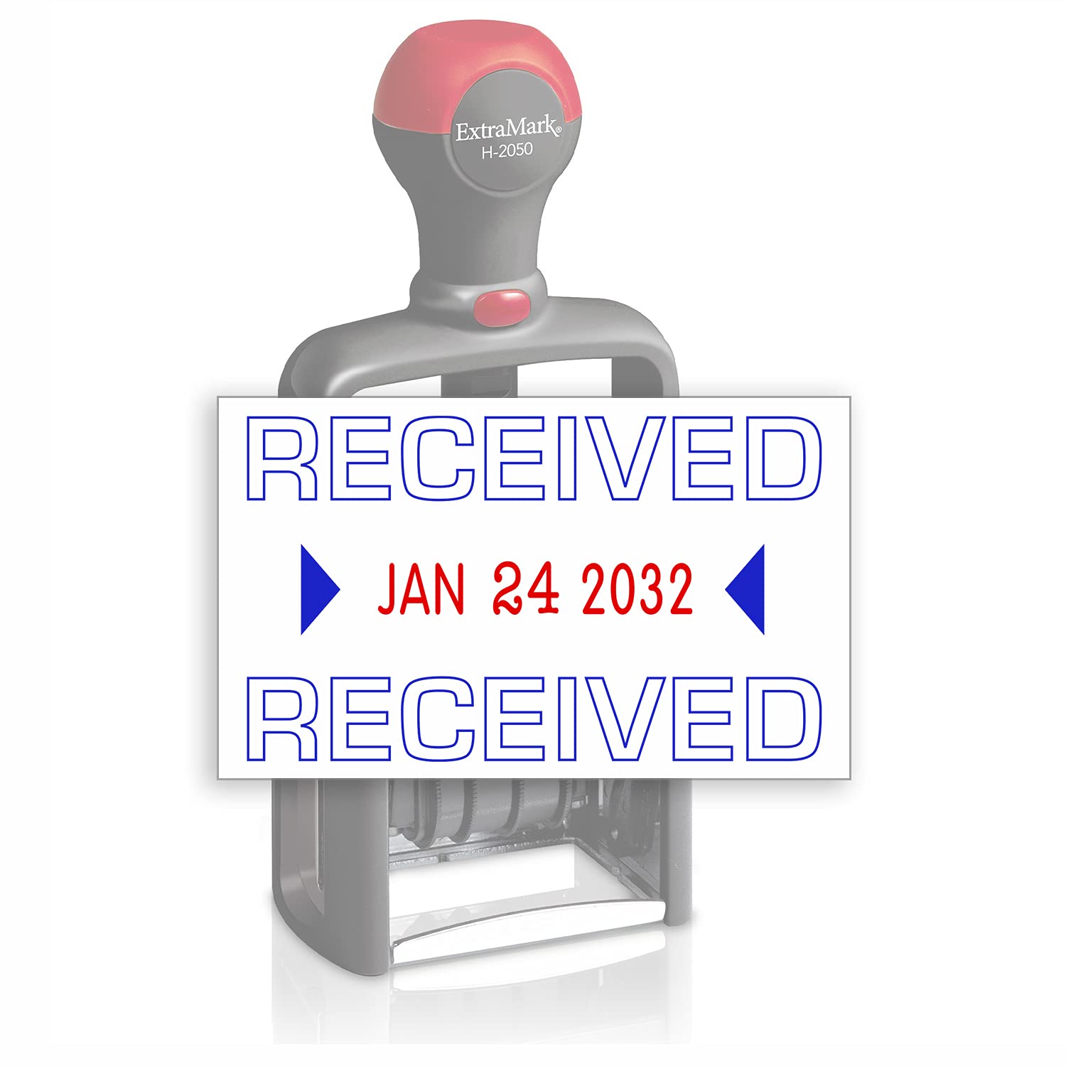 Heavy Duty Style Office Date Stamp With Received - Self Inking Dater - Style A - Blue & Red Ink Color