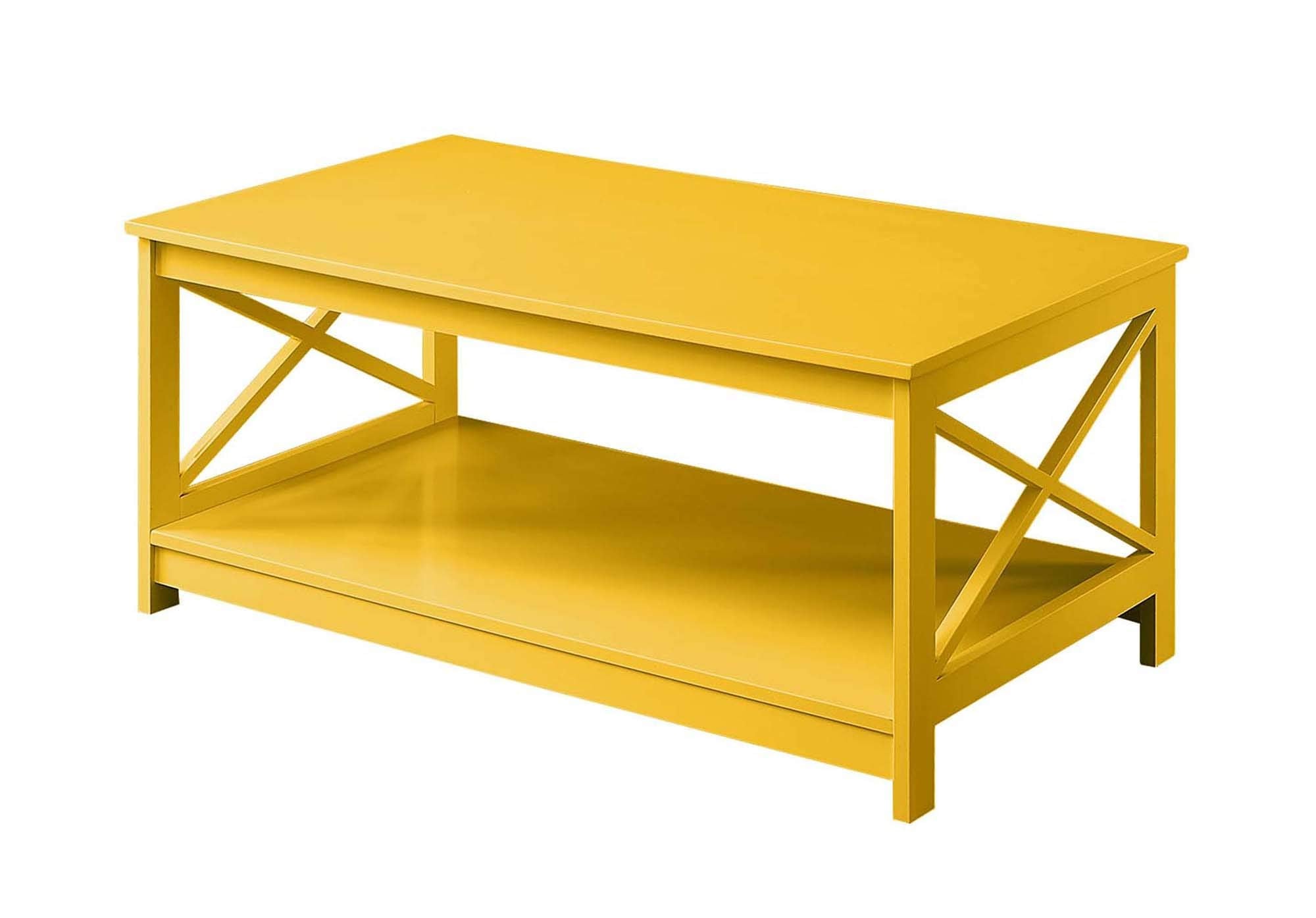 Convenience Concepts Oxford Coffee Table with Shelf, Yellow