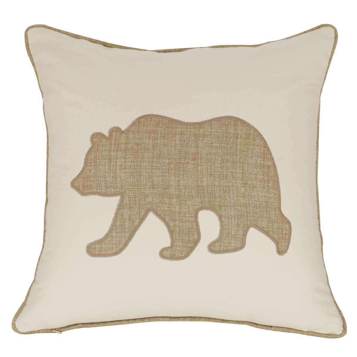 Millianess Embroidered Throw Pillow Covers Bear Pattren 18X18 Inches For Living Room Cotton Cushions Covers (Khaki)
