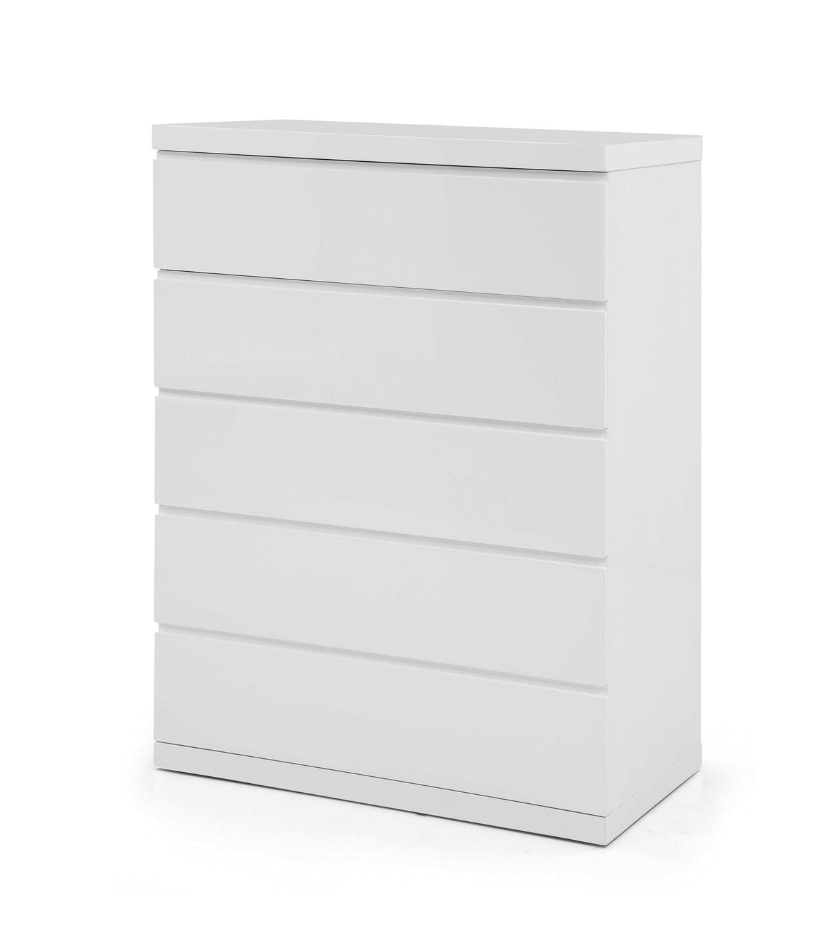 HomeRoots 36' X 20' X 47' Gloss White Stainless Steel 5 Drawer Chest