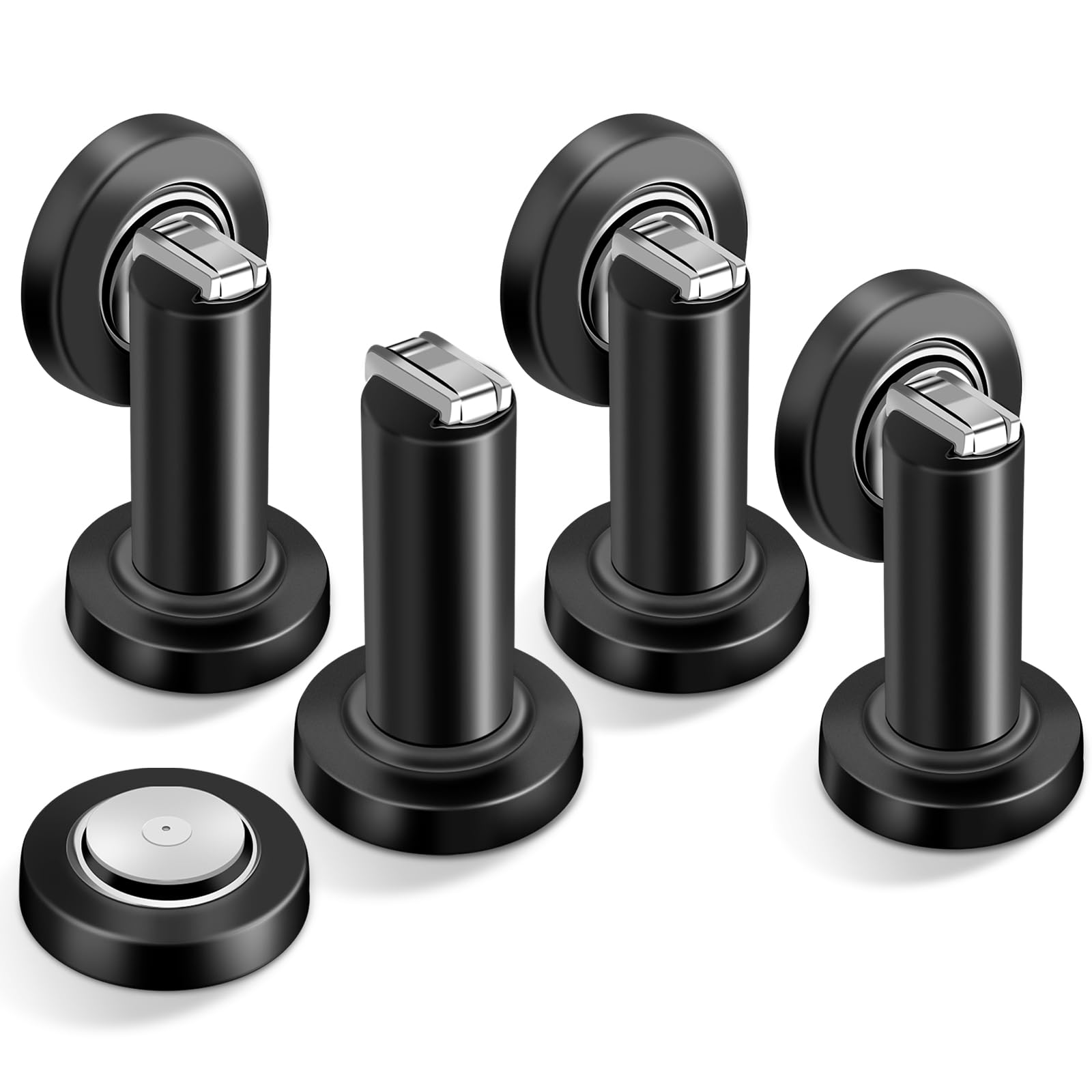 Door Stoppers, Magnetic Door Stop, Black Door Stoppers Heavy Duty Stainless Steel Door Catch, Holder Your Door, Modern Wall/Grou
