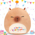 Cozyworld 14' Birthday Capybara Plush Pillow,Cute Capybara Stuffed Animal,Squish Capybara Happy Birthday Pillow,Kawaii Capybara