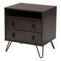 Baxton Studio Glover Modern and Contemporary Dark Brown Finished Wood and Rose Gold-Tone Finished Metal 2-Drawer Nightstand