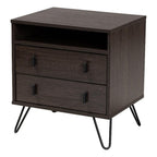 Baxton Studio Glover Modern and Contemporary Dark Brown Finished Wood and Rose Gold-Tone Finished Metal 2-Drawer Nightstand