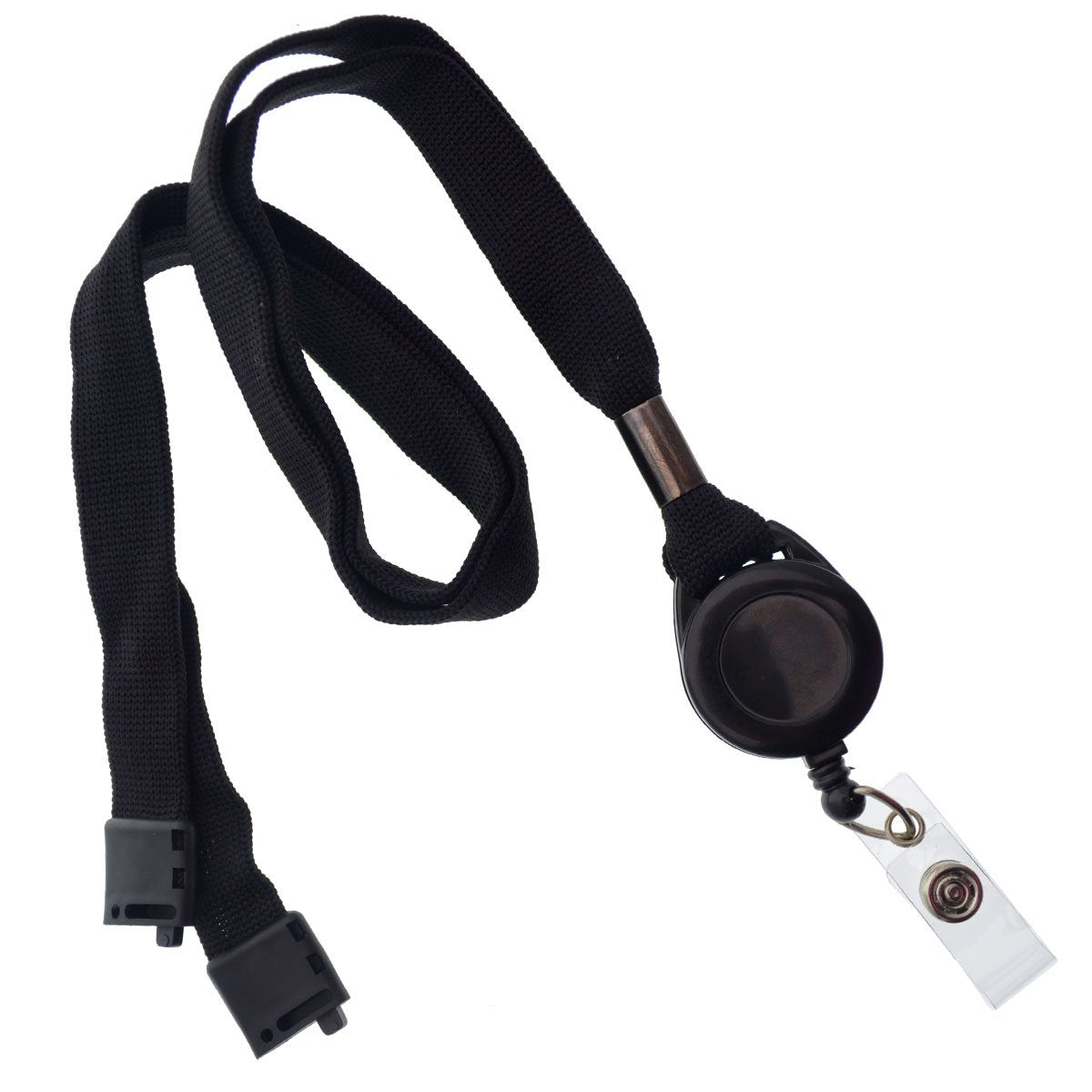 Specialist Id Comfort Black Breakaway Lanyard & Retractable Badge Reel Combo - Stretchy Neck Strap With Retracting Reel Cord For