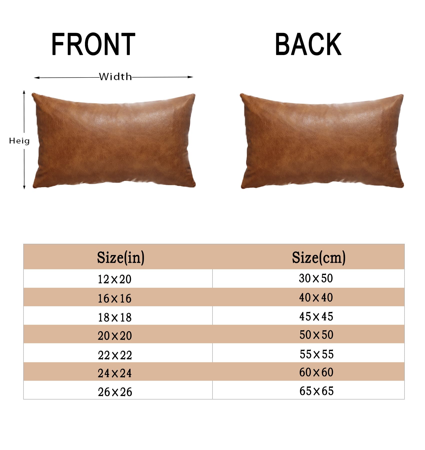 Gegelica 12X20 Inch Brown Faux Leather Throw Pillow Covers Set Of 2 Modern Farmhouse Solid Outdoor Lumbar Boho Cognac Pillow Cov