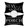 Tajwe Outdoor Pillow Covers Waterproof 12X20 Set Of 2 Black And White Decorative Welcome To Our Porch Stay Awhile Cushion Cases