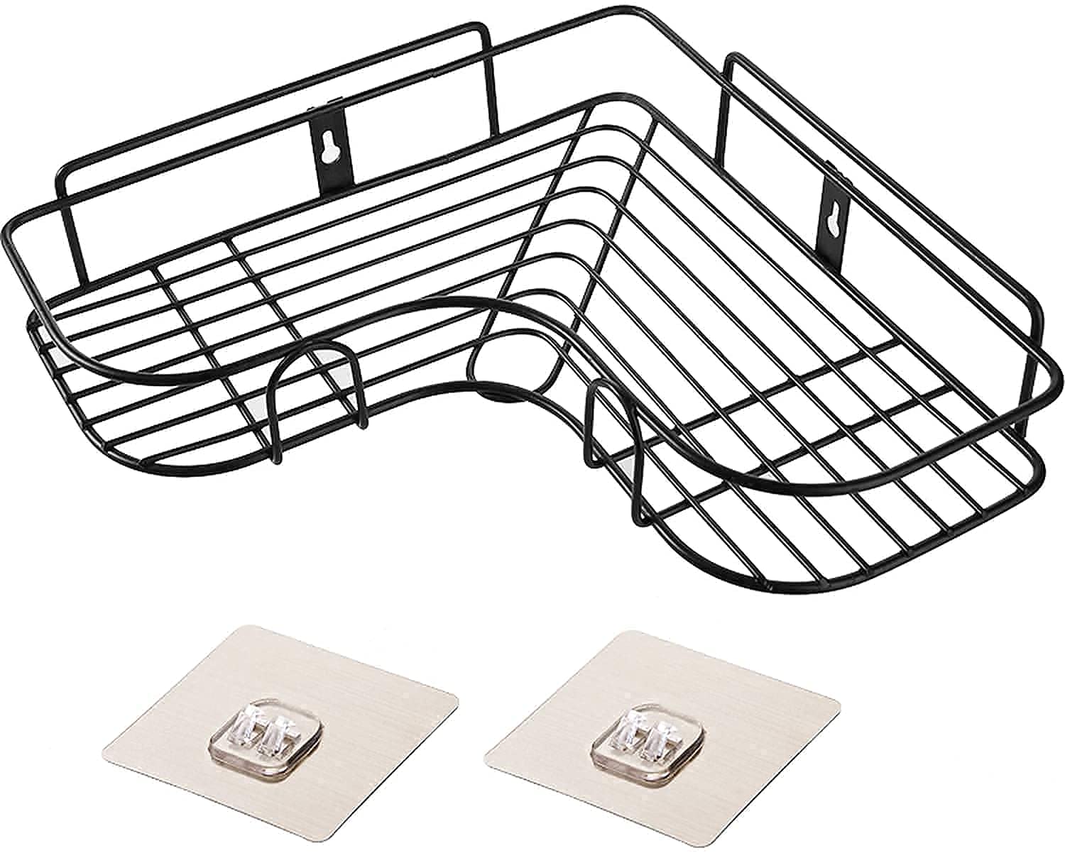 Veldora NoDrill Adhesive Corner Shower Caddy Shelf, Black, 1 Pack, 9 Inch