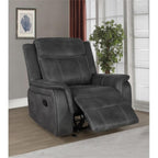 Coaster Lawrence Faux Leather Upholstered Tufted Back Glider Recliner Charcoal