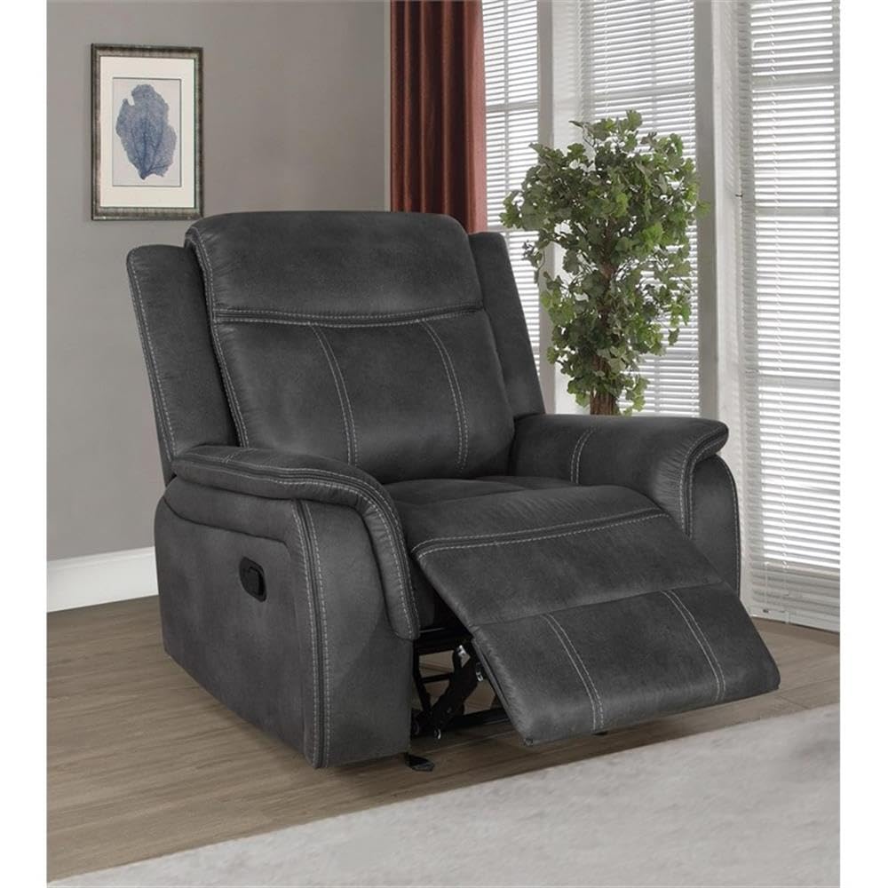 Coaster Lawrence Faux Leather Upholstered Tufted Back Glider Recliner Charcoal