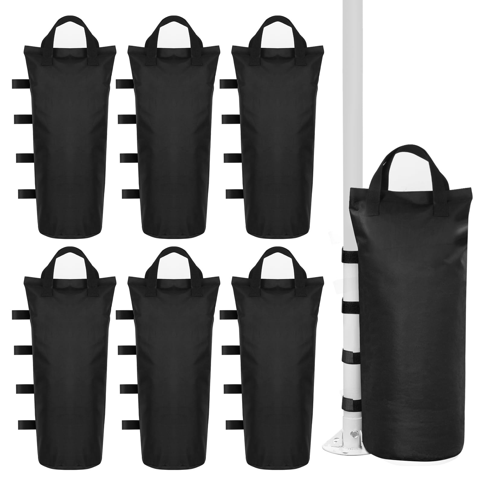 6 Pack Canopy Weight Sand Bags Black 168 Lbs Large Canopy Support Frame Fixed Sandbag Windproof Sandbag For Instant Outdoor Sun