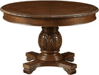 Acme Chateau De Ville Round Single Pedestal Wooden Dining Table in Cherry