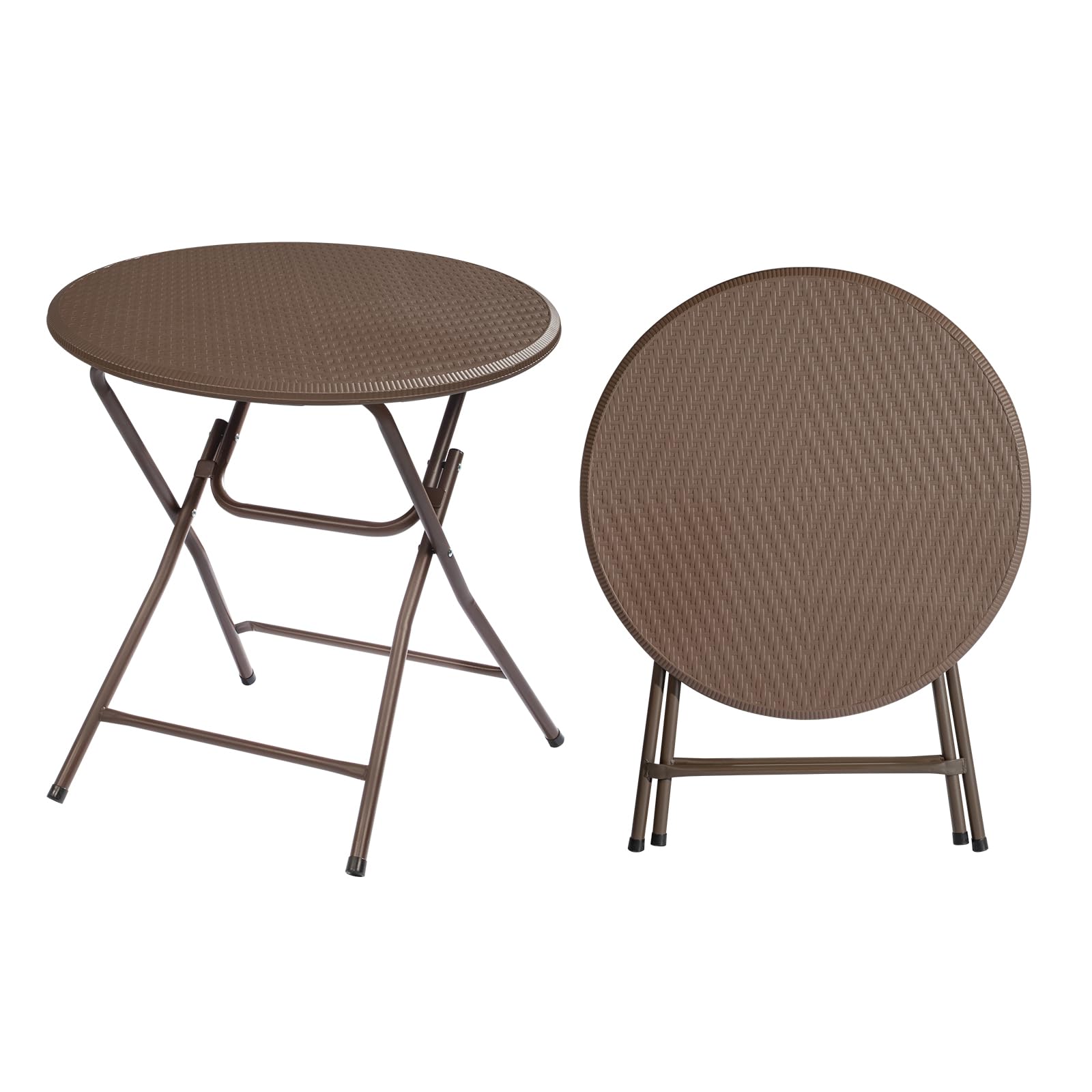 VINGLI 32 Round Folding Commercial Banquet Table, Portable Plastic Coffee Card Dining Table for Kitchen or Outdoor Party Wedding