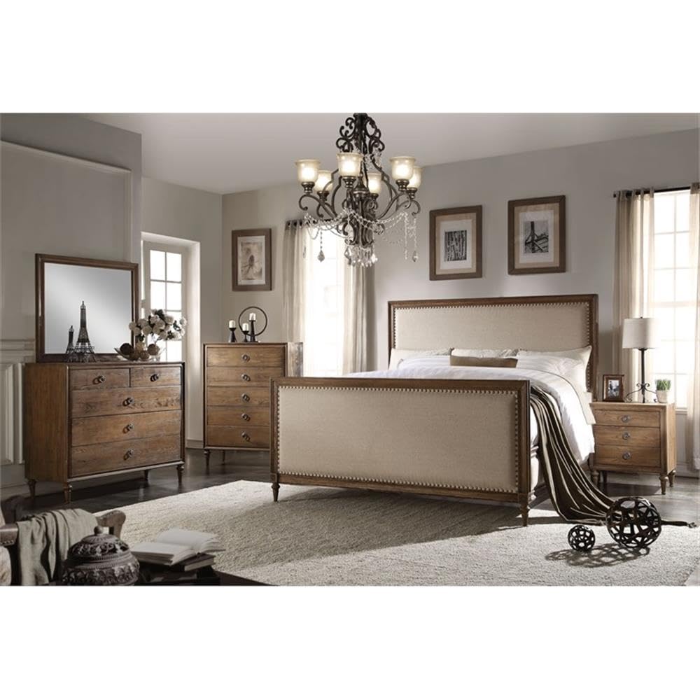 Acme Inverness Wood Nightstand with 3 Drawers in Reclaimed Oak