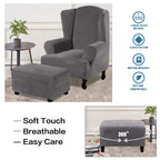 H.Versailtex Real Velvet Plush 1 Piece Form Fit Stretch Rectangle Folding Storage Covers Ottoman Slipcovers Removable Footstool
