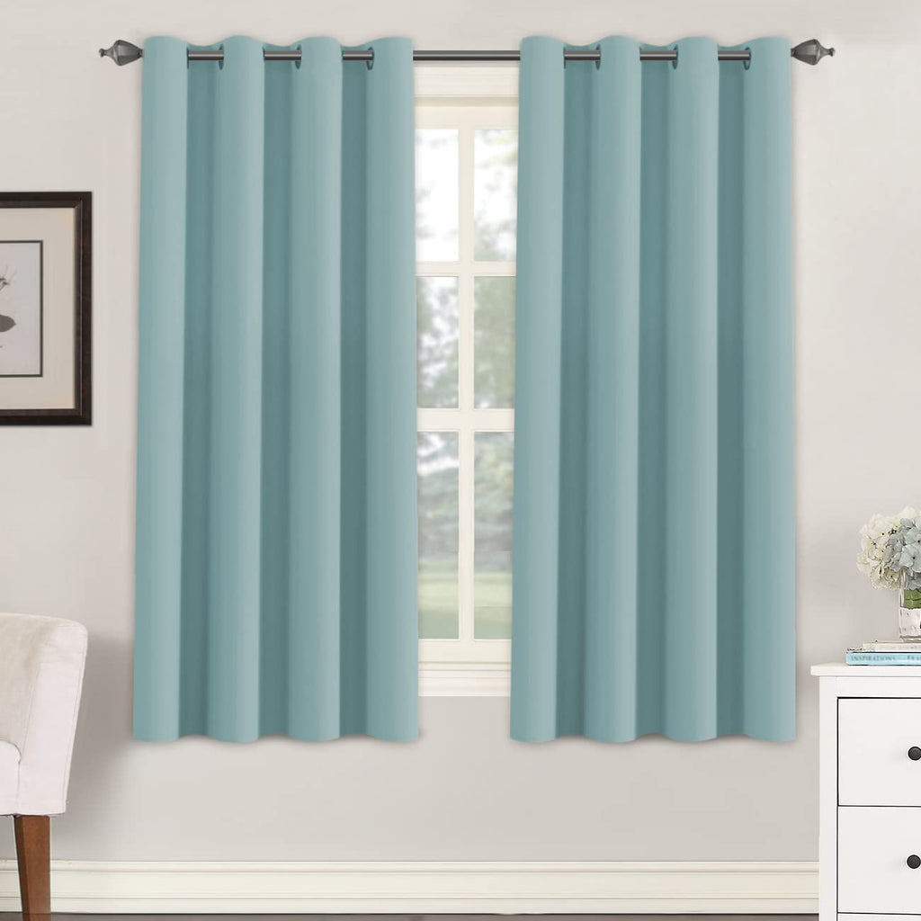 H.Versailtex Window Treatment Blackout Thermal Insulated Room Darkening Solid Grommet Curtains / Drapes For Bedroom (Set Of 2 Panels,52 By 63 Inch Long, Mineral Blue)