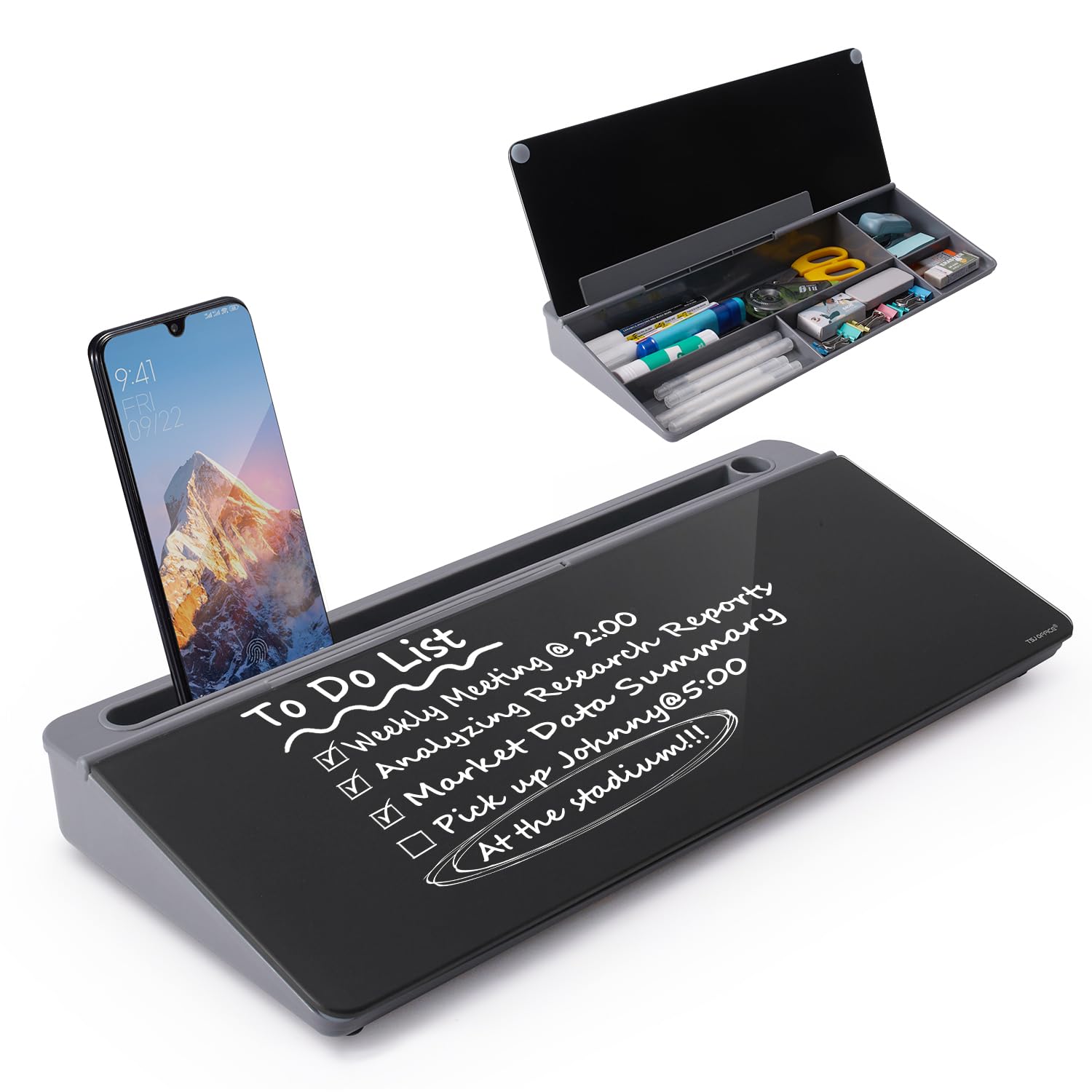 Tsj Office Desktop Whiteboard Dry-Erase-Board - Computer Keyboard Stand White Board Surface Pad With Drawer, Desk Organizers Wit