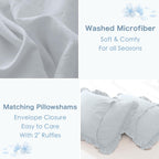 Masaca Ruffled Comforter Set For Queen Bed,3 Pieces Vintage Farmhouse Shabby Bedding Set Lightweight Ultra Soft French Country B