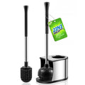 HAMITOR Toilet Plunger and Brush Set: Bathroom Powerful Cleaning Round Bristle Brush  Stainless Steel Heavy Duty Unclogging and