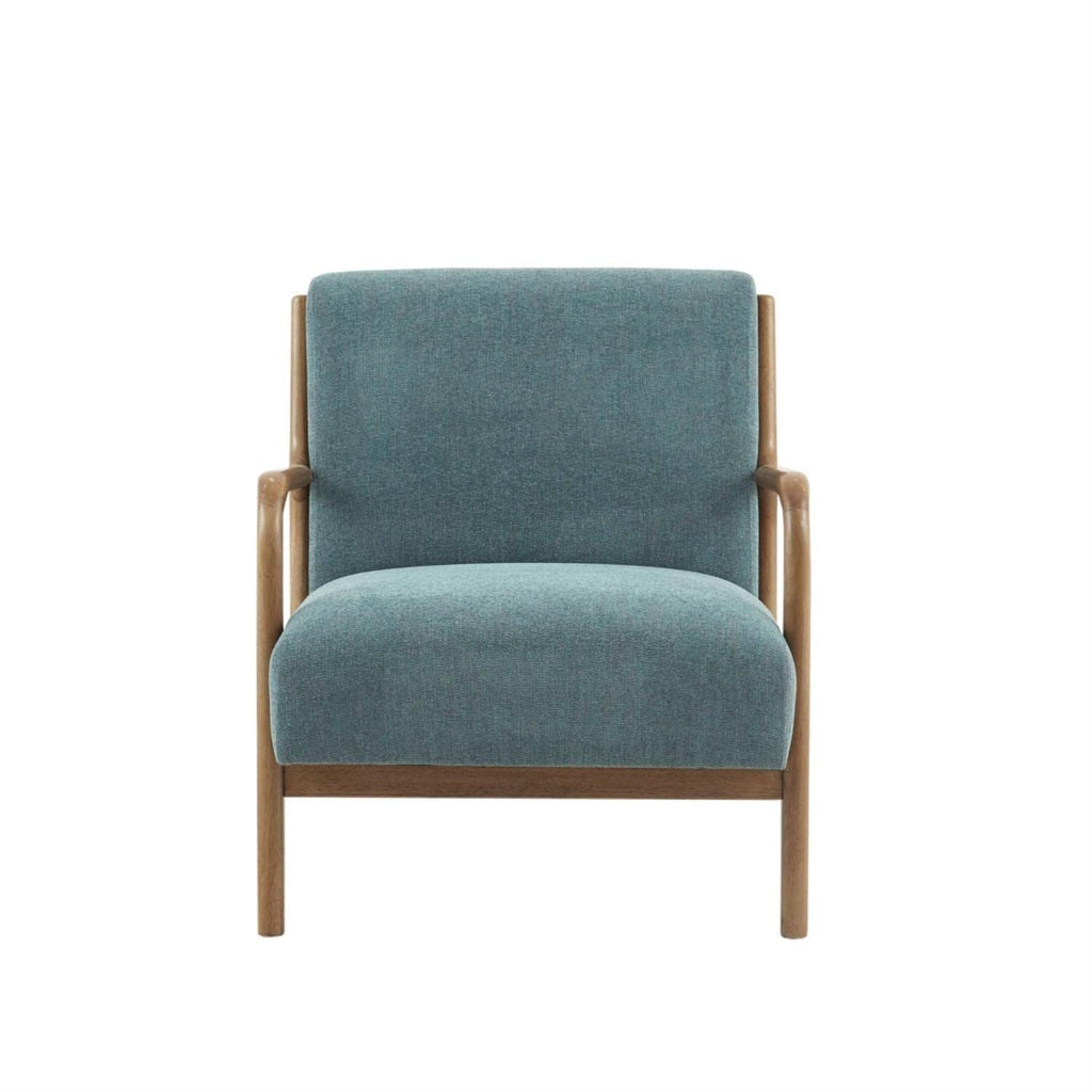 INK+IVY Novak Accent Chair for Living Room, Plush Upholstered 7.5" T Seat Cushion, Solid Wood Frame, Curved Arm Design Accent Chair for Family Room, Cozy & Comfortable Reading Chair, 27.5" W, Teal