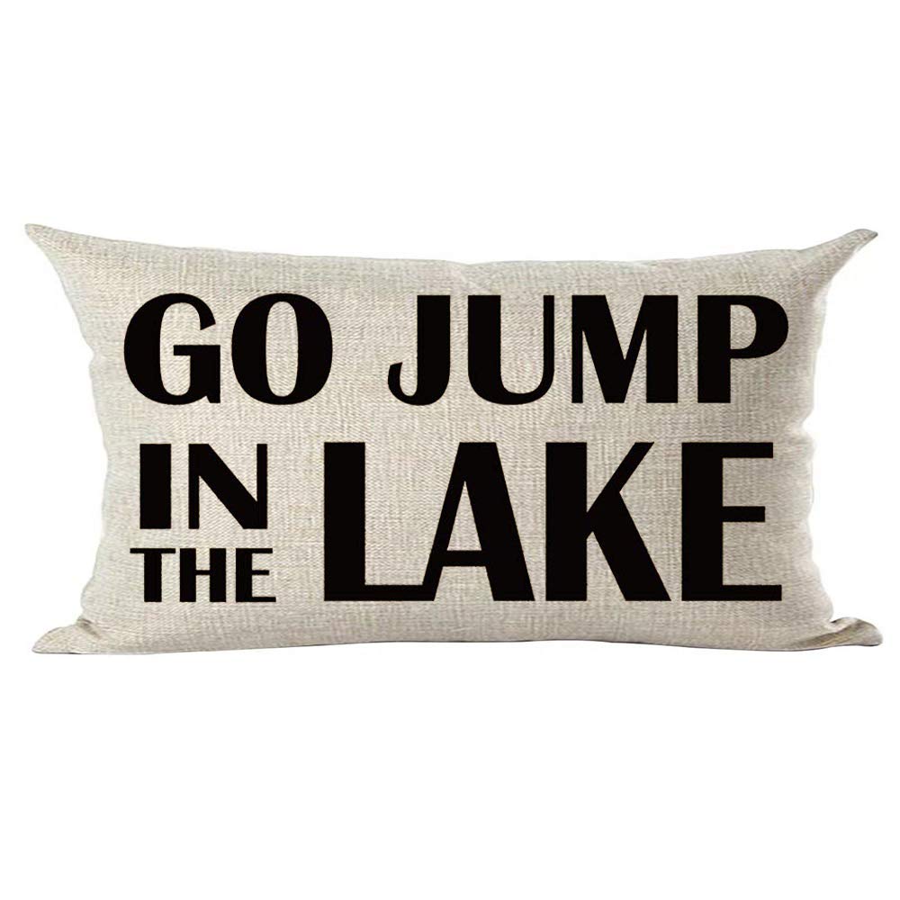 Ramirar Black Word Art Quote Go Jump In The Lake Summer Inspirational Decorative Lumbar Throw Pillow Cover Case Home Living Room