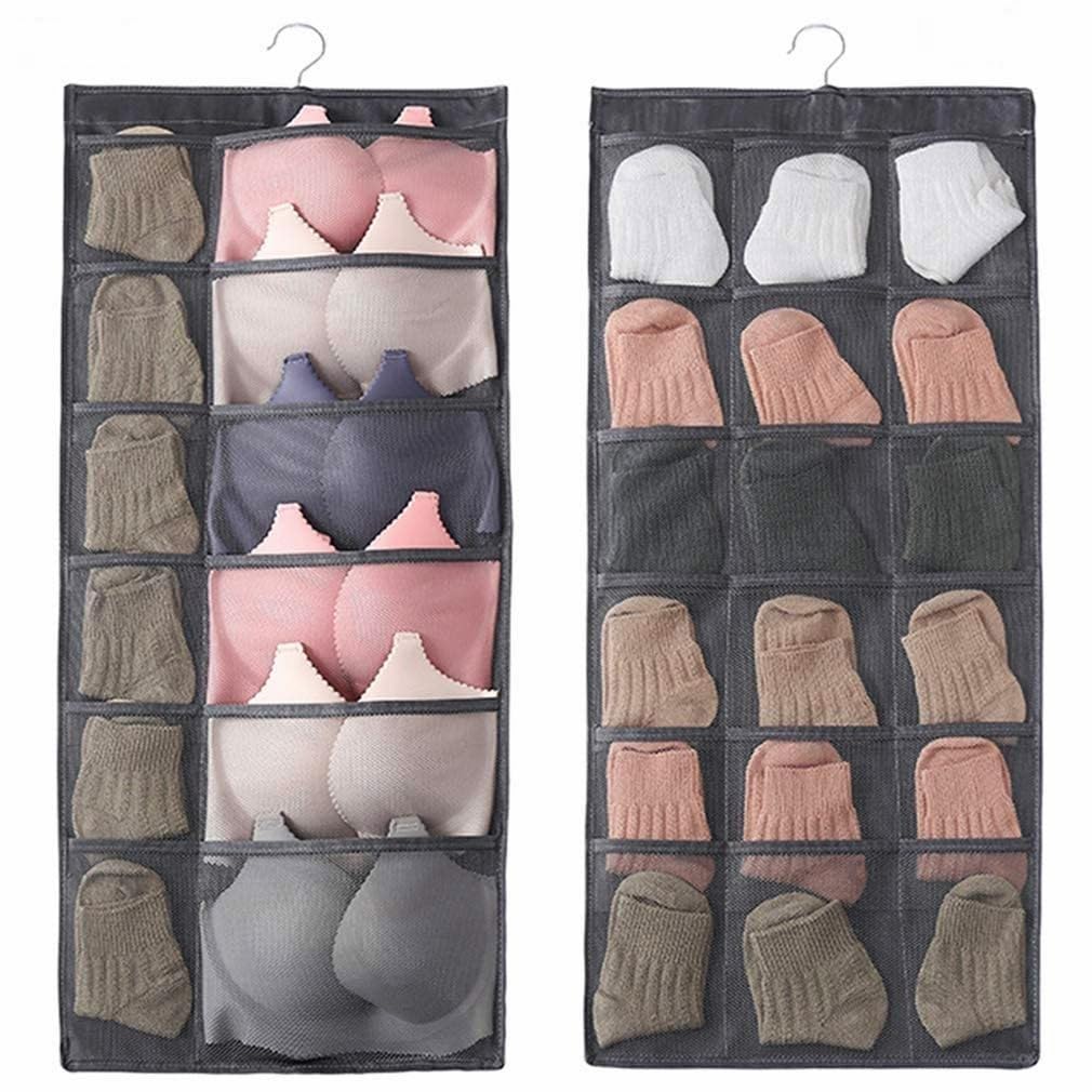 4Myl Wardrobe Hanging Organizer With 30 Clear Pockets  Double Sided Storage For Socks, Bra, Underwear  Closet Space Saver Bag 