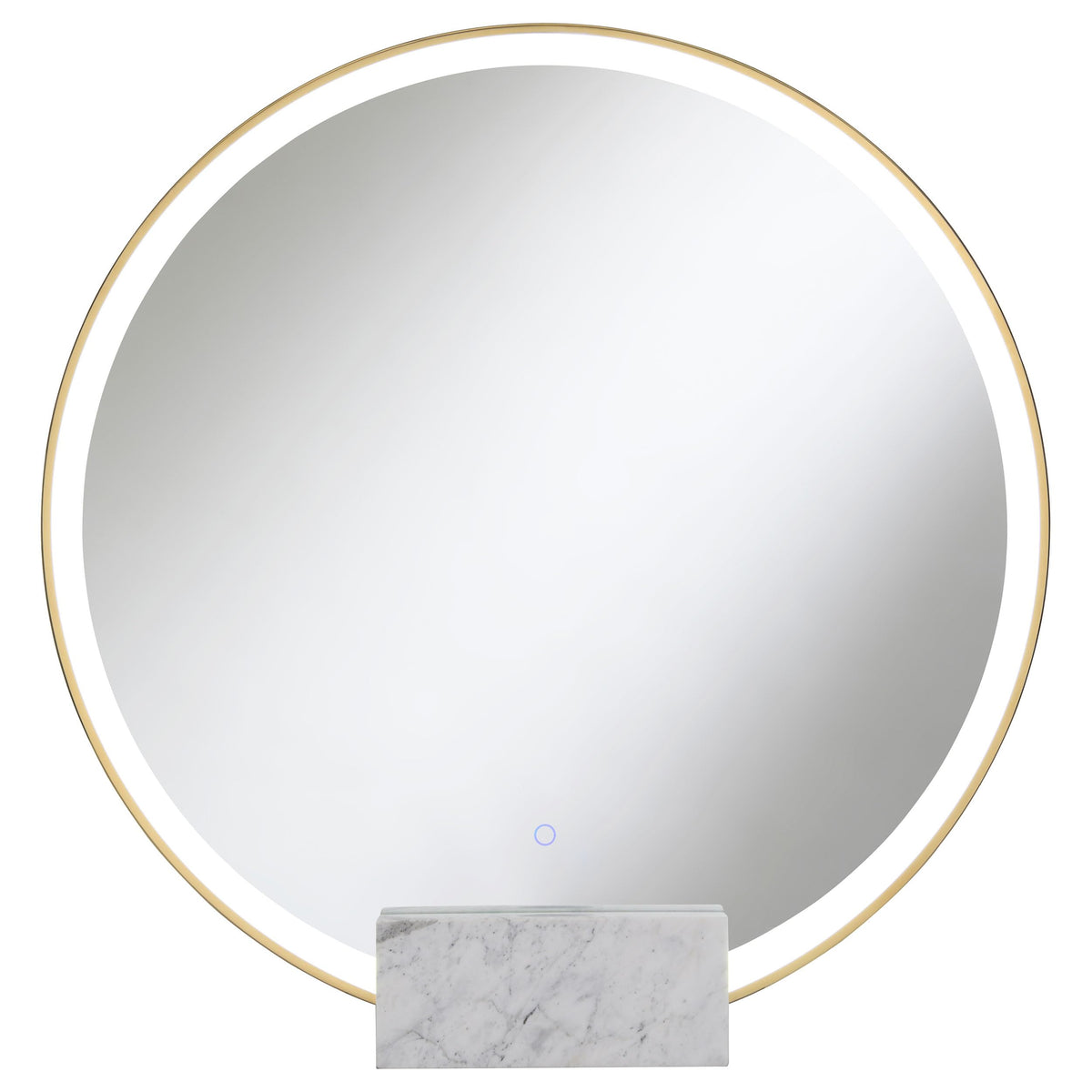 Coaster Home Furnishings Jocelyn Round Table Top Led Vanity Mirror White Marble Base, Gold