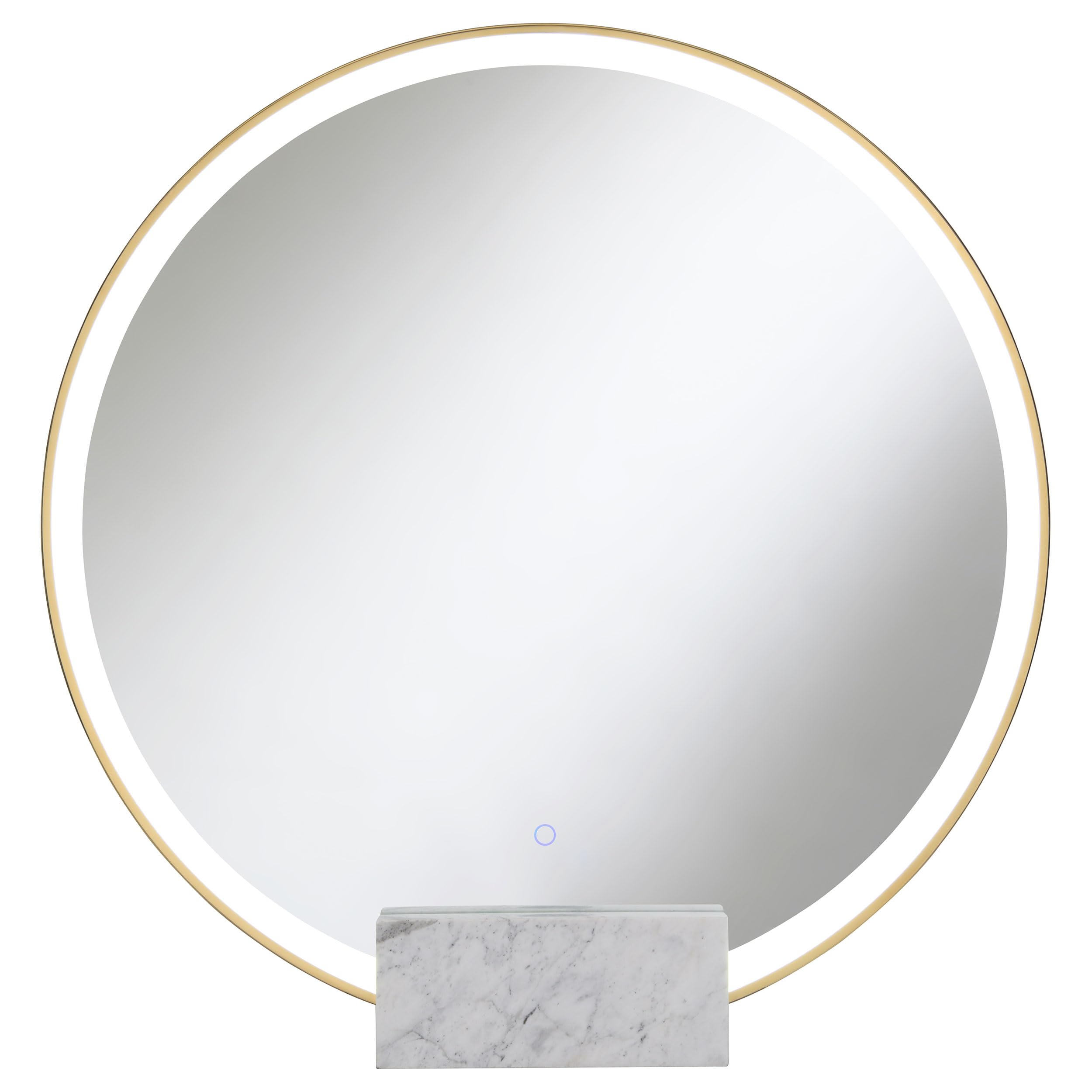 Coaster Home Furnishings Jocelyn Round Table Top Led Vanity Mirror White Marble Base, Gold