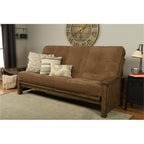 Kodiak Furniture Washington Queen Size Futon Frame and Mattress Set - Wood Futon Frame with Mattress Included in Mocha Brown Color