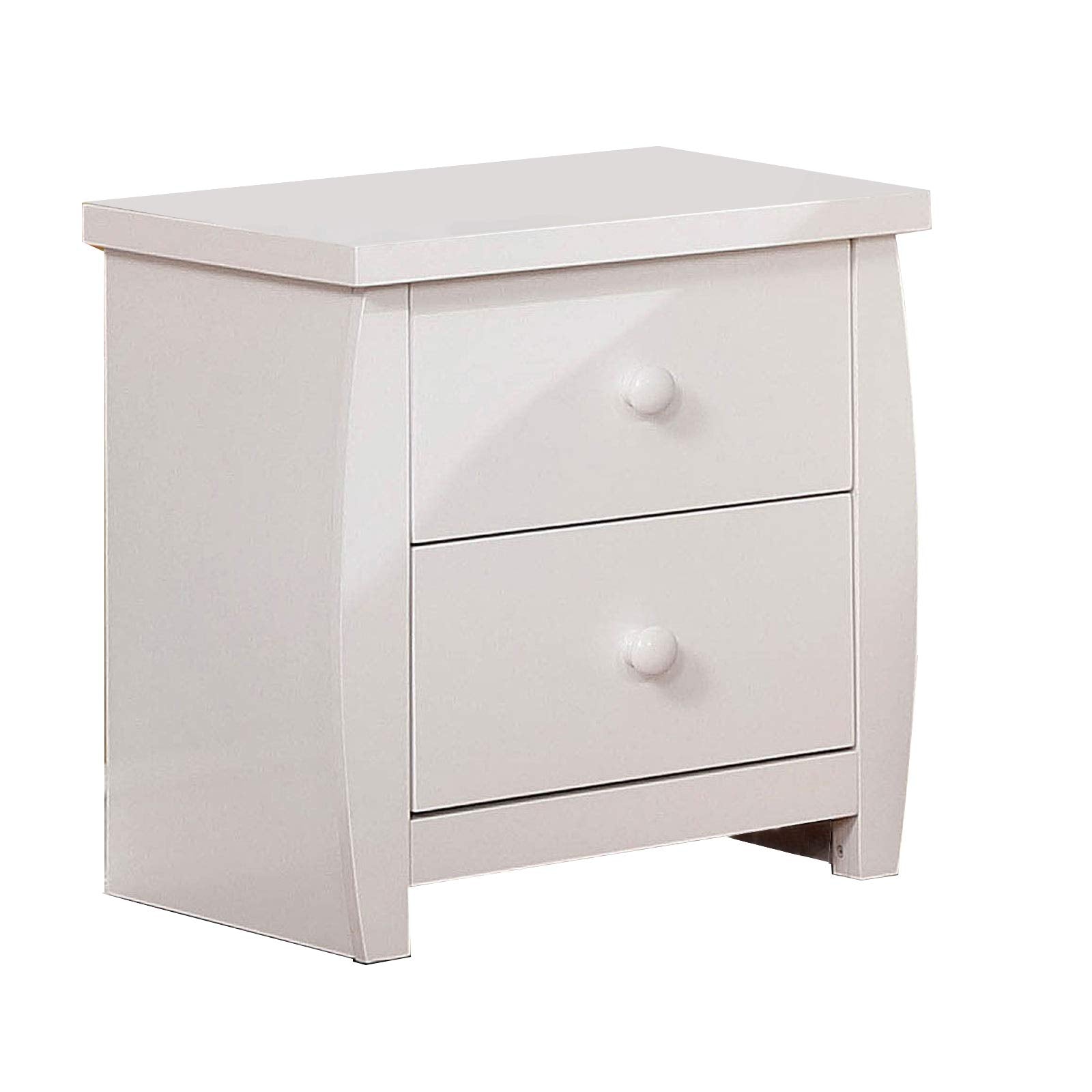 Benjara Wooden Nightstand With 2 Drawers And Curved Sides, White