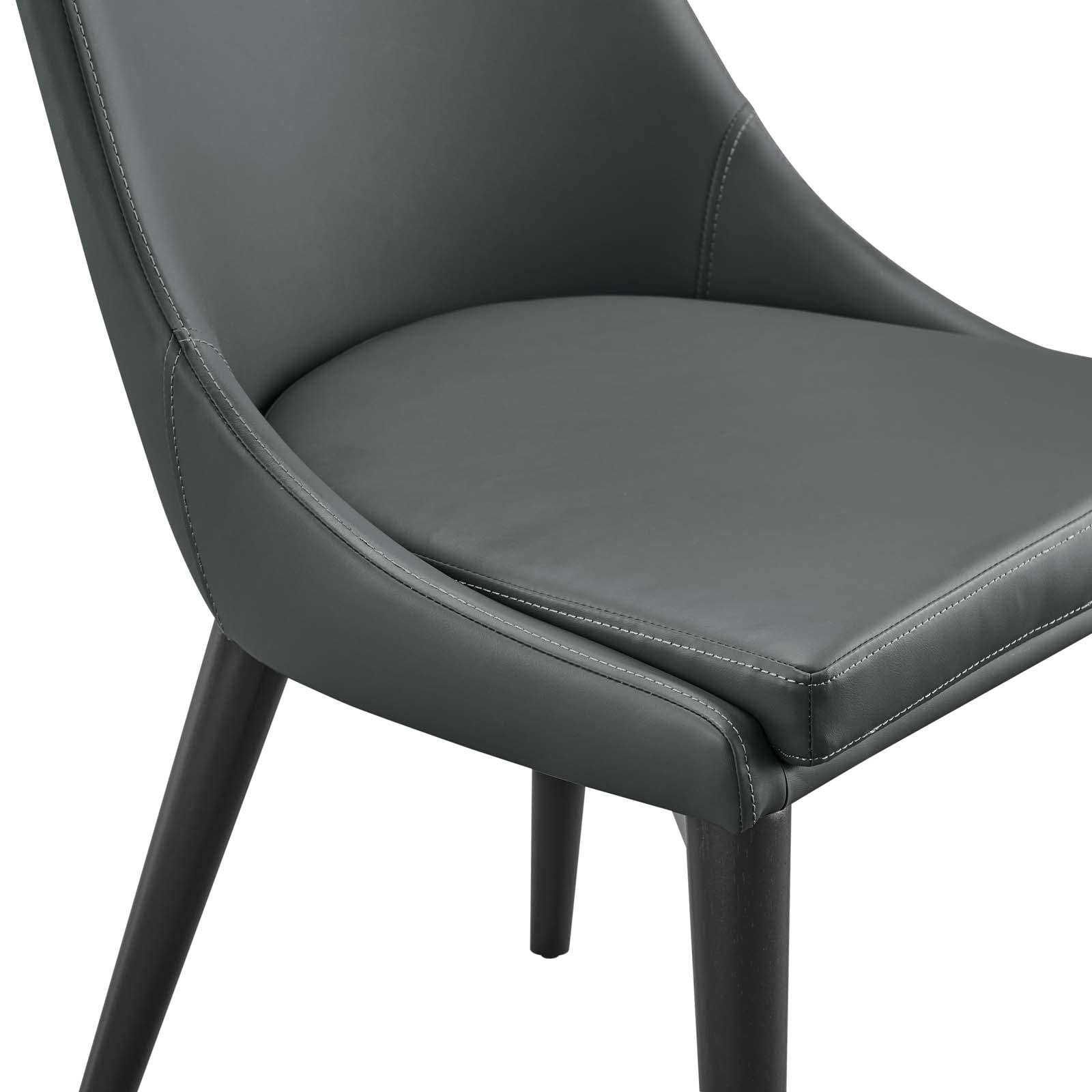 Modway Viscount Mid-Century Modern Faux Leather Upholstered, Dining Chair - Set Of 2, Grey