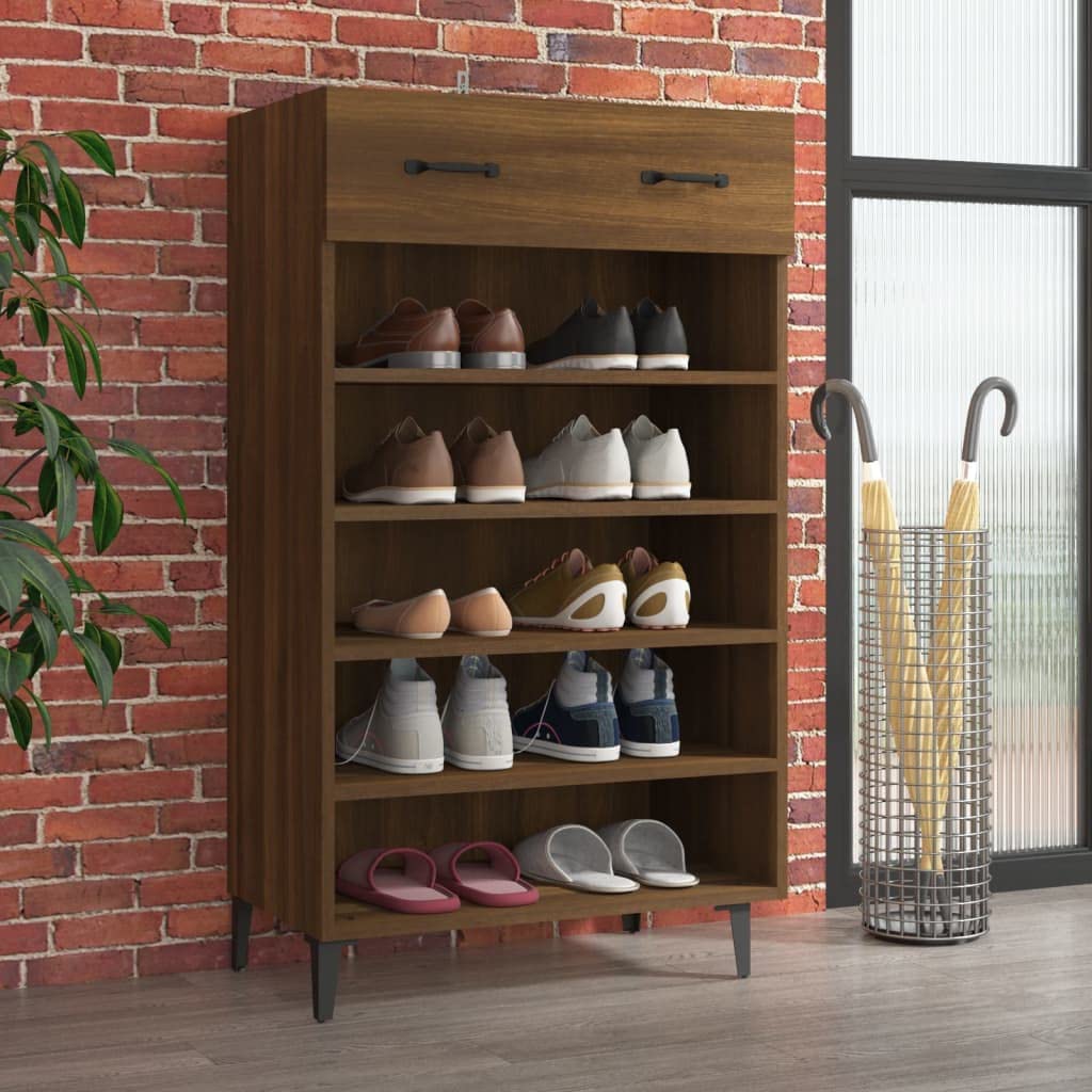 vidaXL Shoe Cabinet Brown Oak 23.6&quot;x13.8&quot;x41.3&quot; Engineered Wood