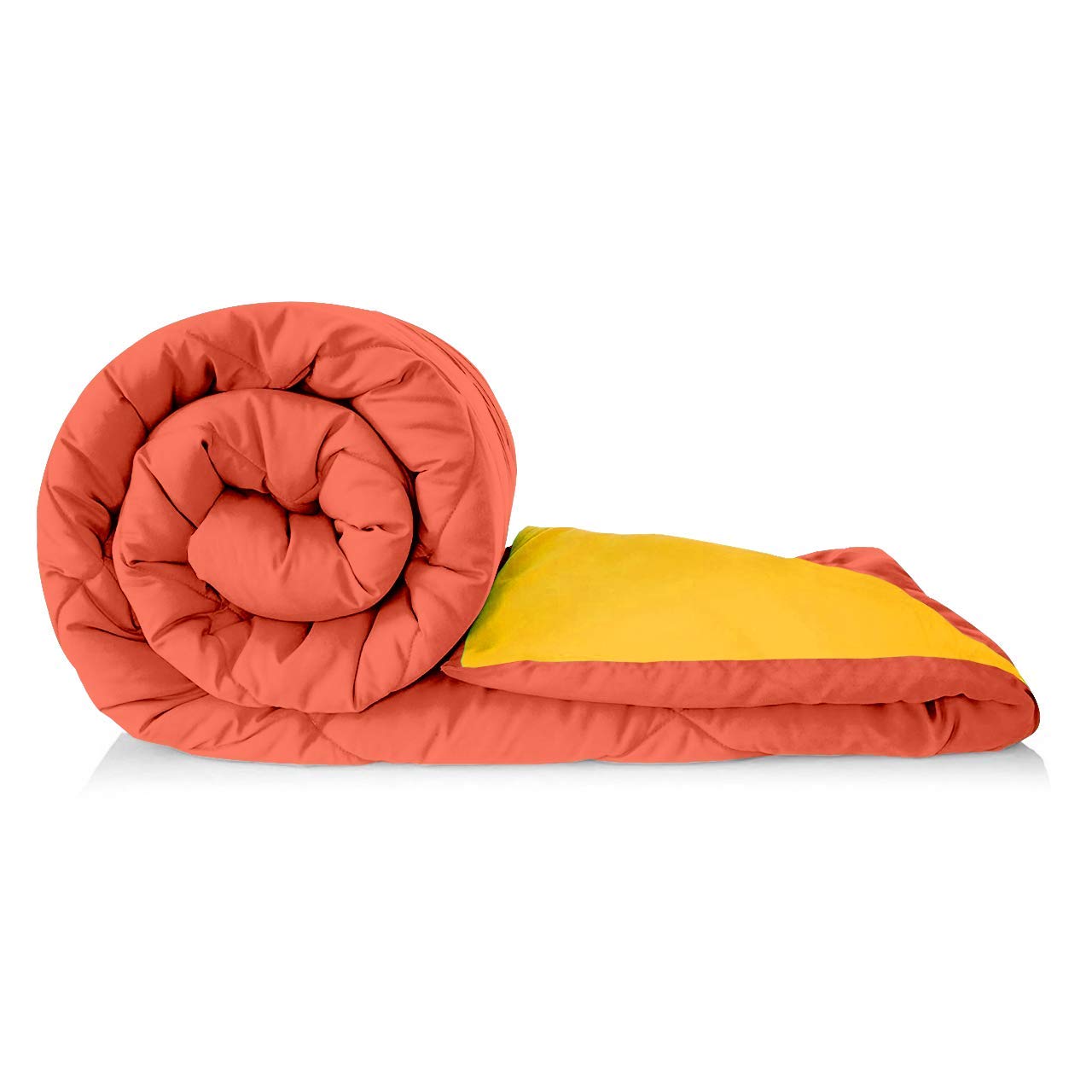 Lovekush Microfibre Reversible Comforter Soft Plain Single Quilt Blanket For Single Bed (Orange & Yellow)
