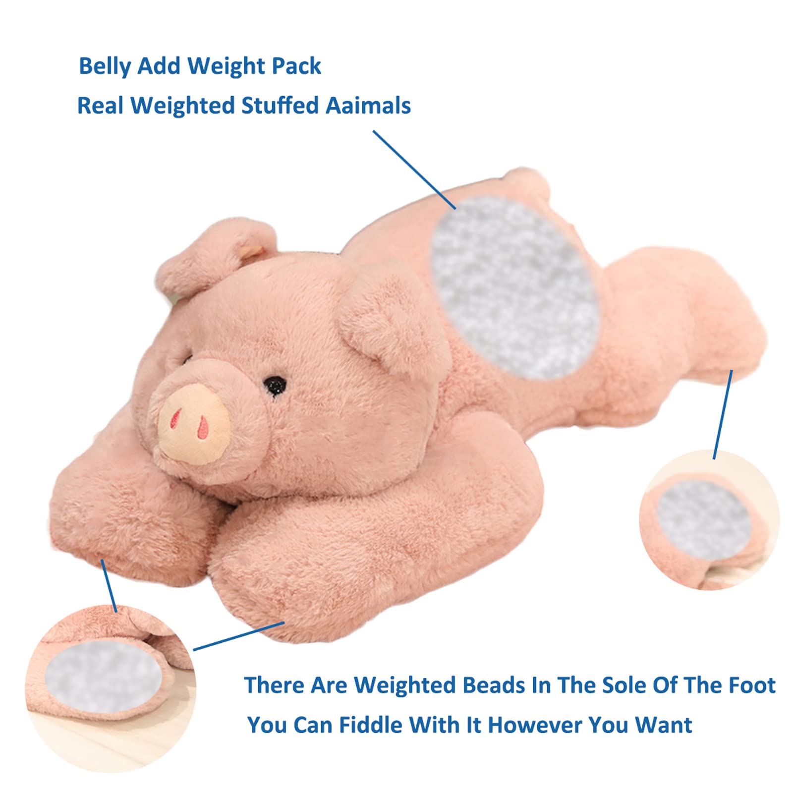 Doireum Weighted Stuffed Animals, 3.3 Lbs Weighted Pig Stuffed Animal Toy Pig Weighted Plush Animals Throw Pillow Gifts For Boys