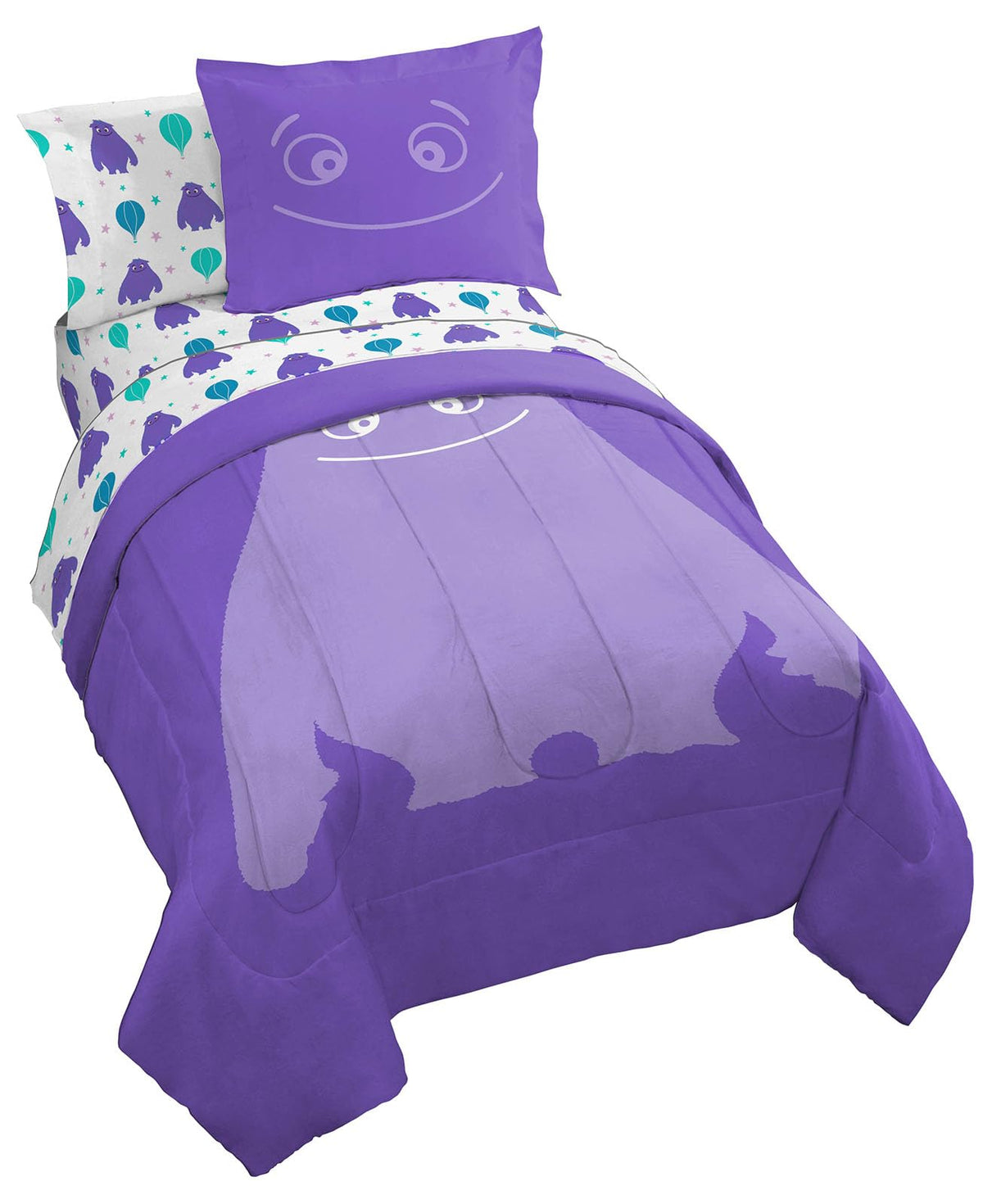 If Imaginary Friends Twin Comforter Set - Purple 5 Piece Bed Set Includes Sheet Set & Pillow Covers - Super Soft Kids Bedding Fe