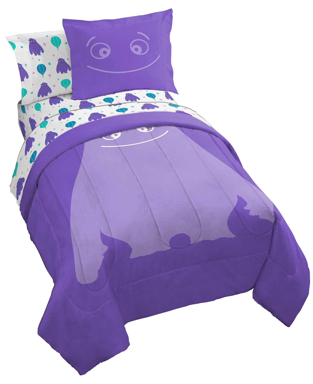 If Imaginary Friends Twin Comforter Set - Purple 5 Piece Bed Set Includes Sheet Set & Pillow Covers - Super Soft Kids Bedding Fe