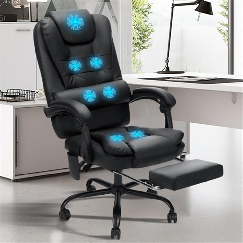 Massage Office Chair Reclining Office Chair With Footrest Soft Leather Executive Office Chair Ergonomic High Back Computer Desk