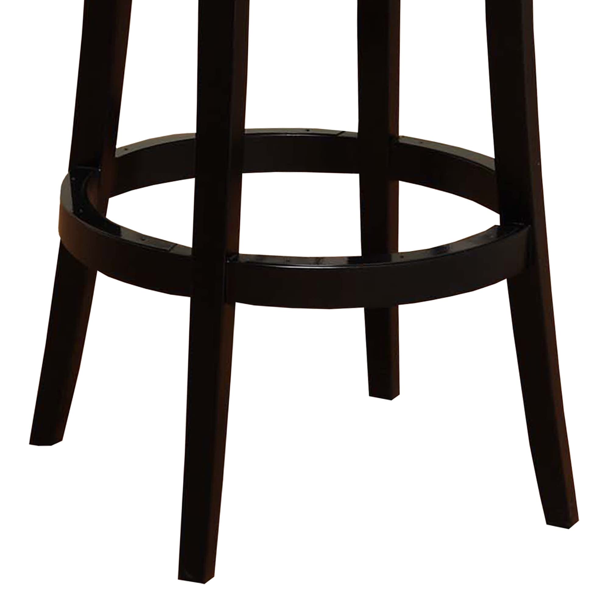 HomeRoots Black Hardwood, Bonded Leather 30' Black Faux Leather Round Seat Black Wood Swivel Armless Bar Stool