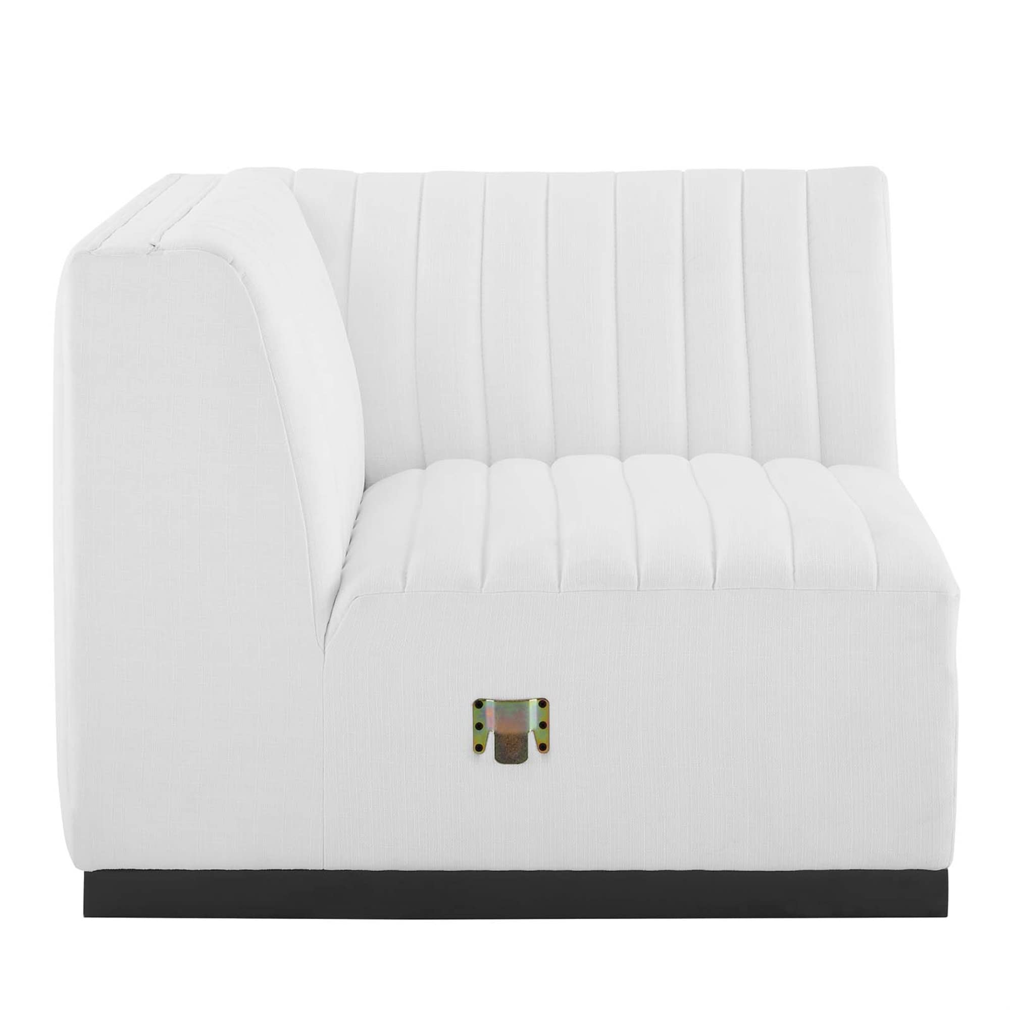 Modway Conjure Modern Channel Tufted Fabric Left Corner Chair In White