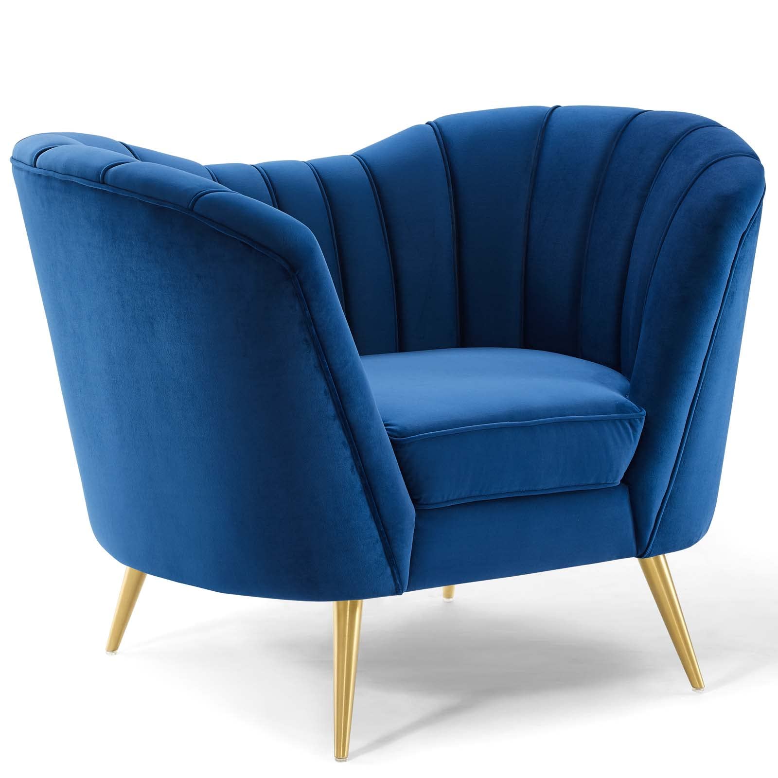 Modway Opportunity Channel Tufted Performance Velvet Accent Armchair In Navy