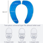 Kindax Gel Toilet Seat Cushion - Portable & Washable Cover, Blue, Model MTD-01, Universal Self-Adhesive Design
