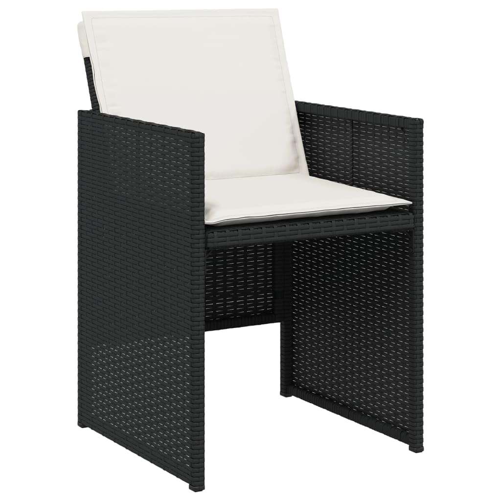 vidaXL Patio Chairs with Cushions - Black Poly Rattan Steel Frame | Outdoor Furniture Set for Garden/Patio