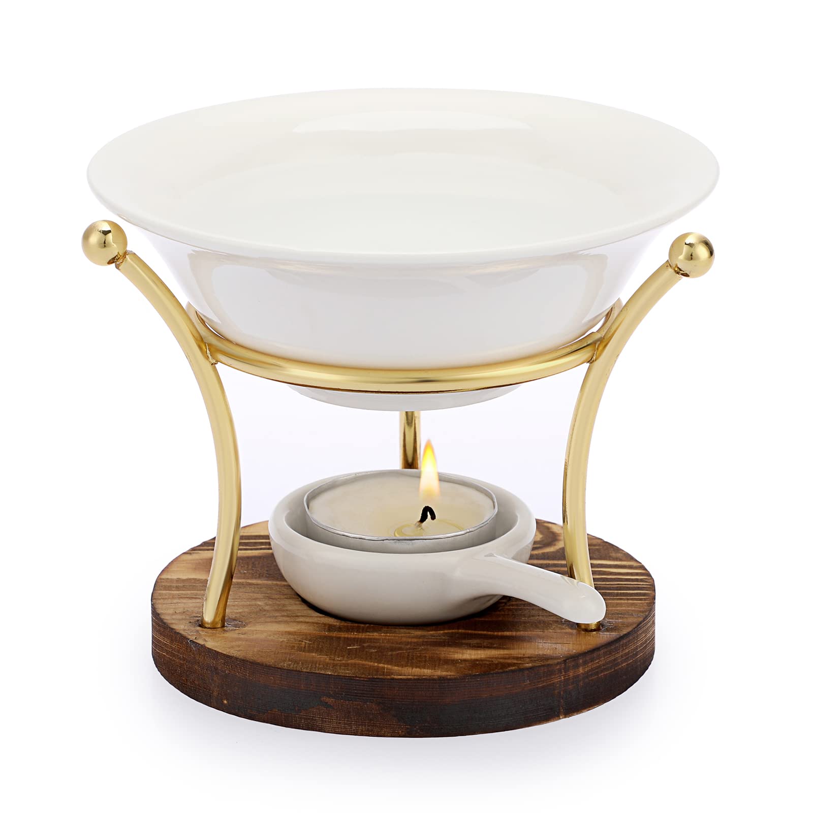 JUXYES Romantic Ceramic Tealight Wax Melt Warmer, Non Elecric Essential Oil Warmer Candle Fragrance Warmer Aromatherapy Wax Cand